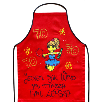 [Fb03-70] Fartuszek bawełniany JESTEM JAK WINO, IM STARSZA TYM LEPSZA 70